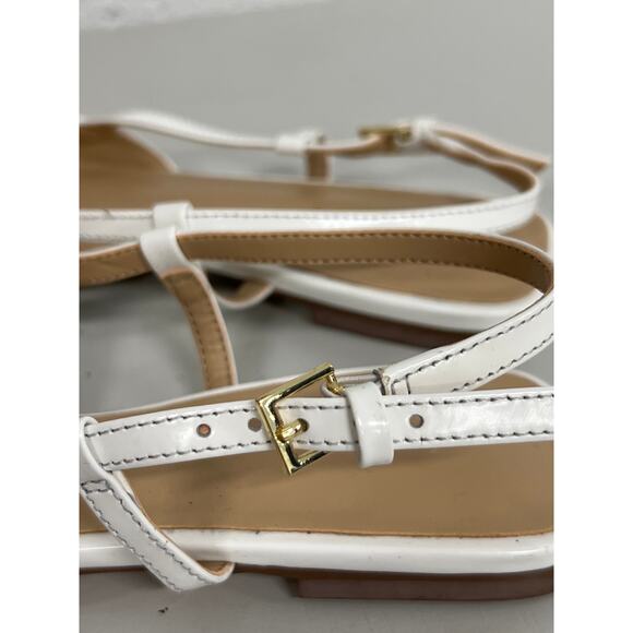 Ann Taylor Sz 6.5 White 3D Flower Nip Pointed Toe Leather Slingback Flats - Picture 9 of 9